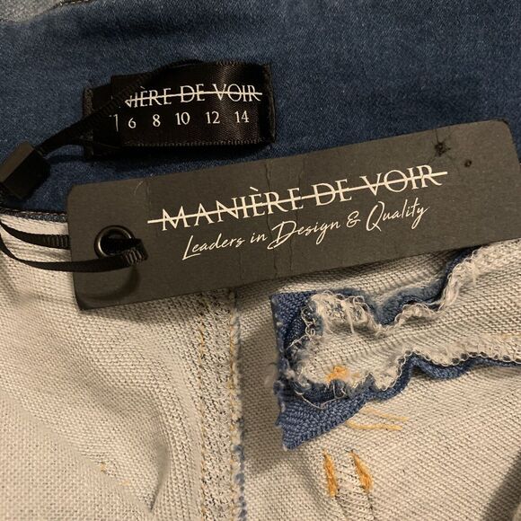 Maniere De Voir Jeans Sz 4 NWT Denim Cut Out Skinny Avant Garde Punk Grunge Y2K - Picture 6 of 8